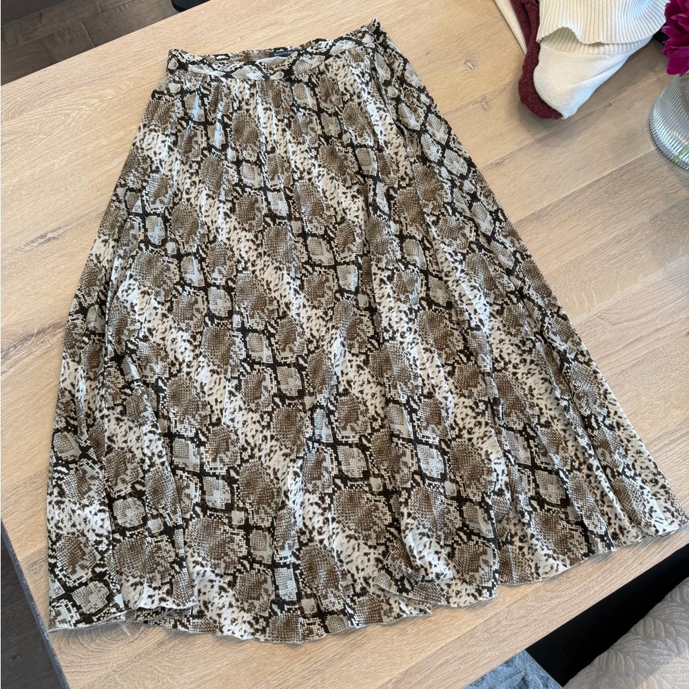 Banana Republic Brown and Black Snake-Print A-Line Skirt